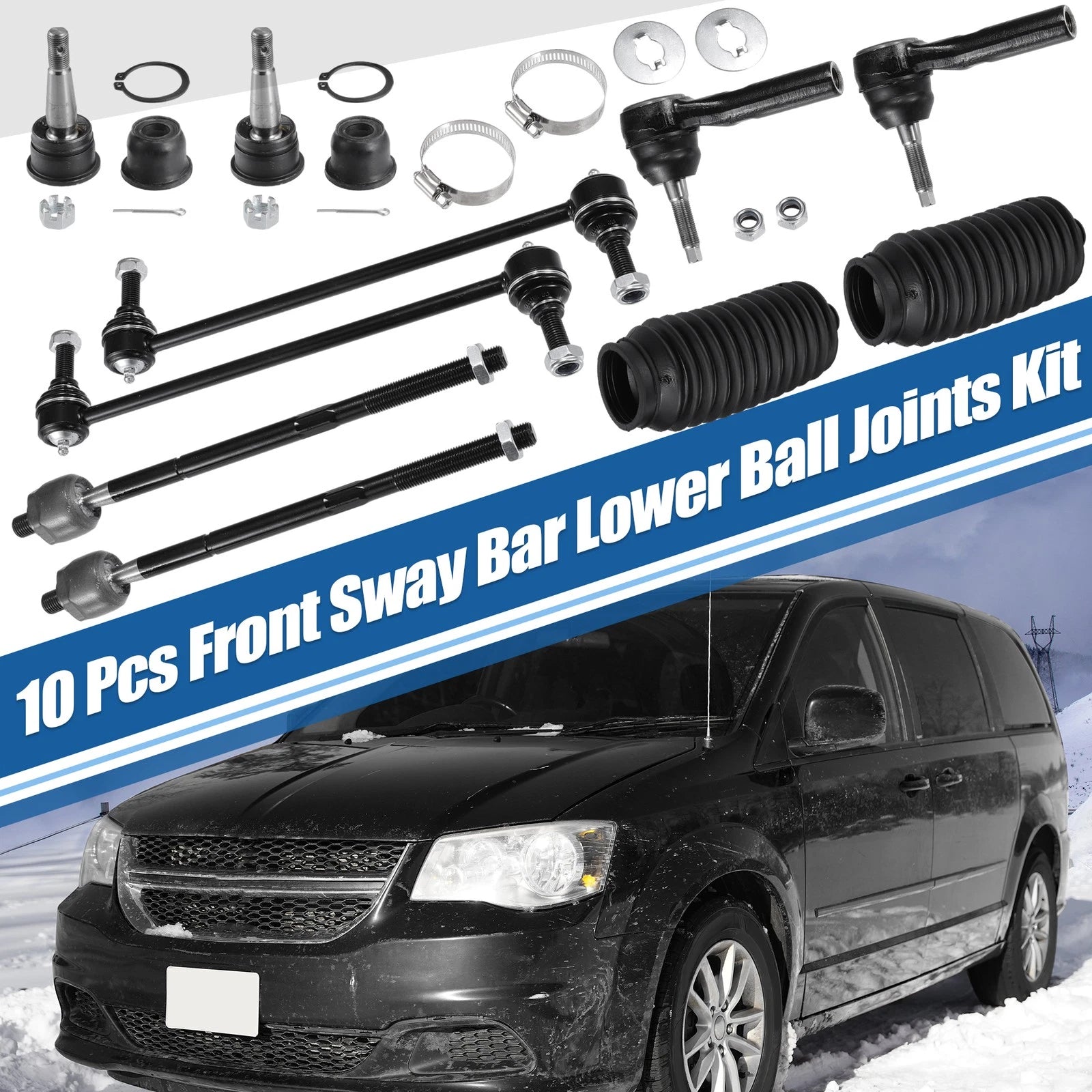 10 Pcs Tie Rod End Links Inner Outer for Chrysler Voyager (2001–2003)