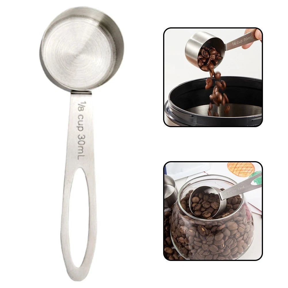 2X Stainless Steel Coffee Scoop Measuring Cups for Milk Powder & Sugar