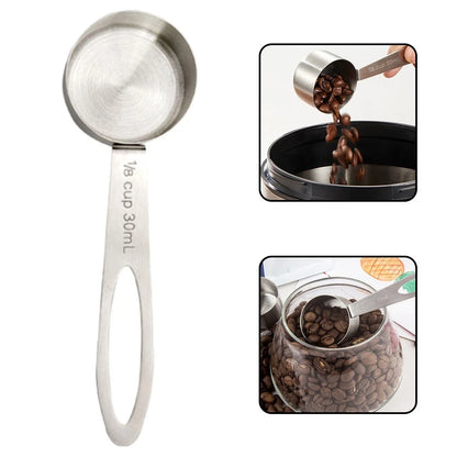 2X Stainless Steel Coffee Scoop Measuring Cups for Milk Powder & Sugar