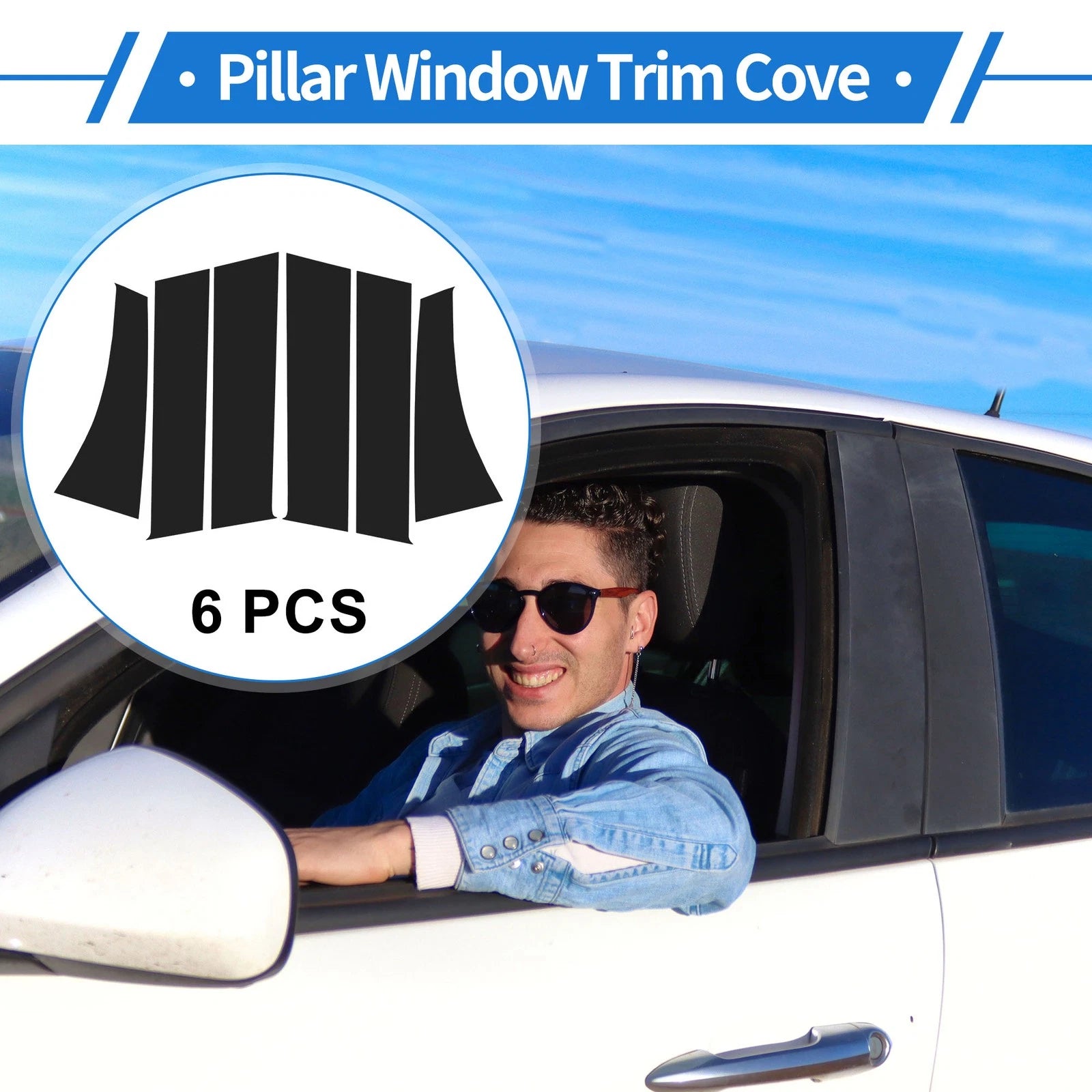 6 Pcs Door Pillar Window Trim Replacement for Mitsubishi Outlander Sport (2011–2019)