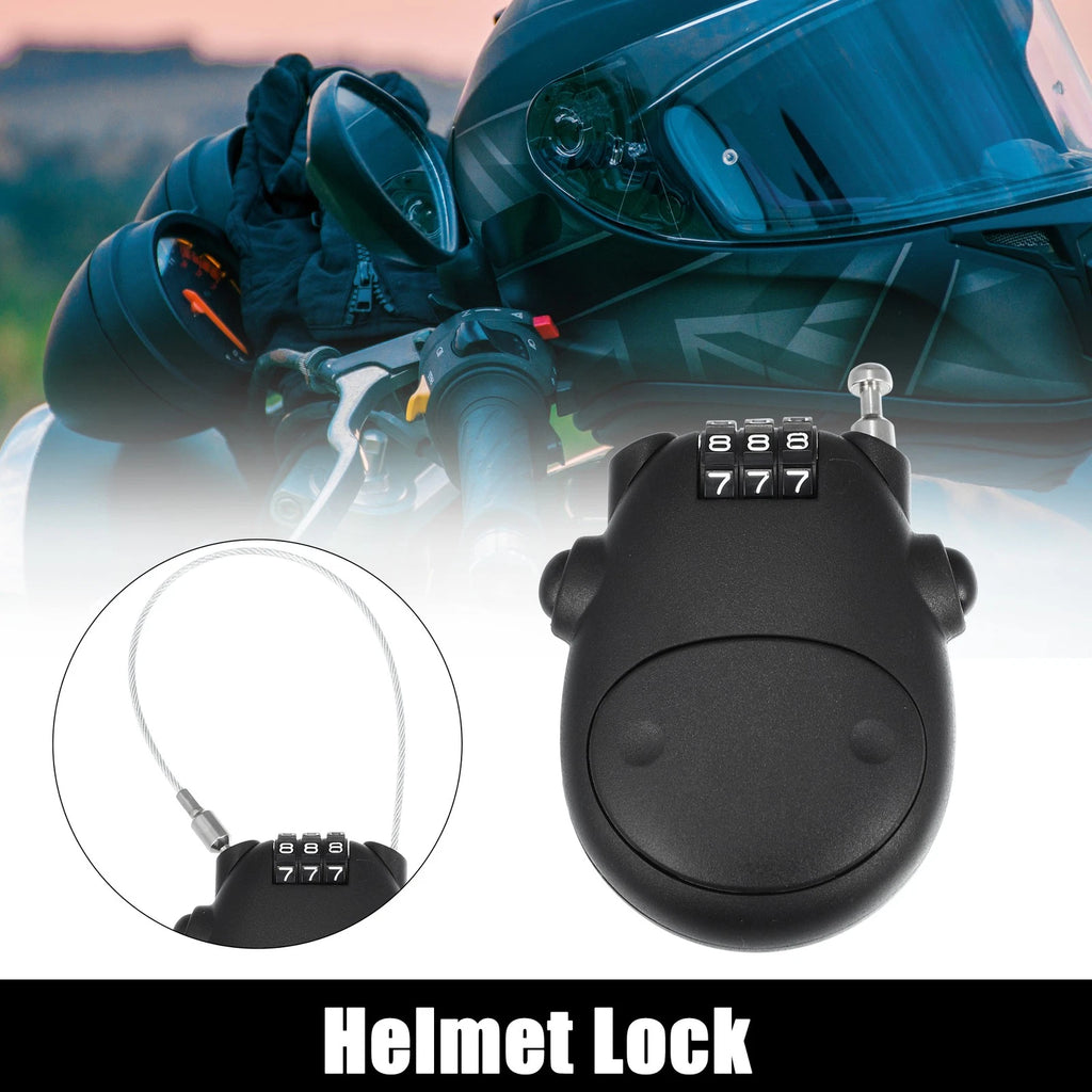 Motorcycle Helmet Lock Portable 3 Digit Resettable for Universal Bikes (—)