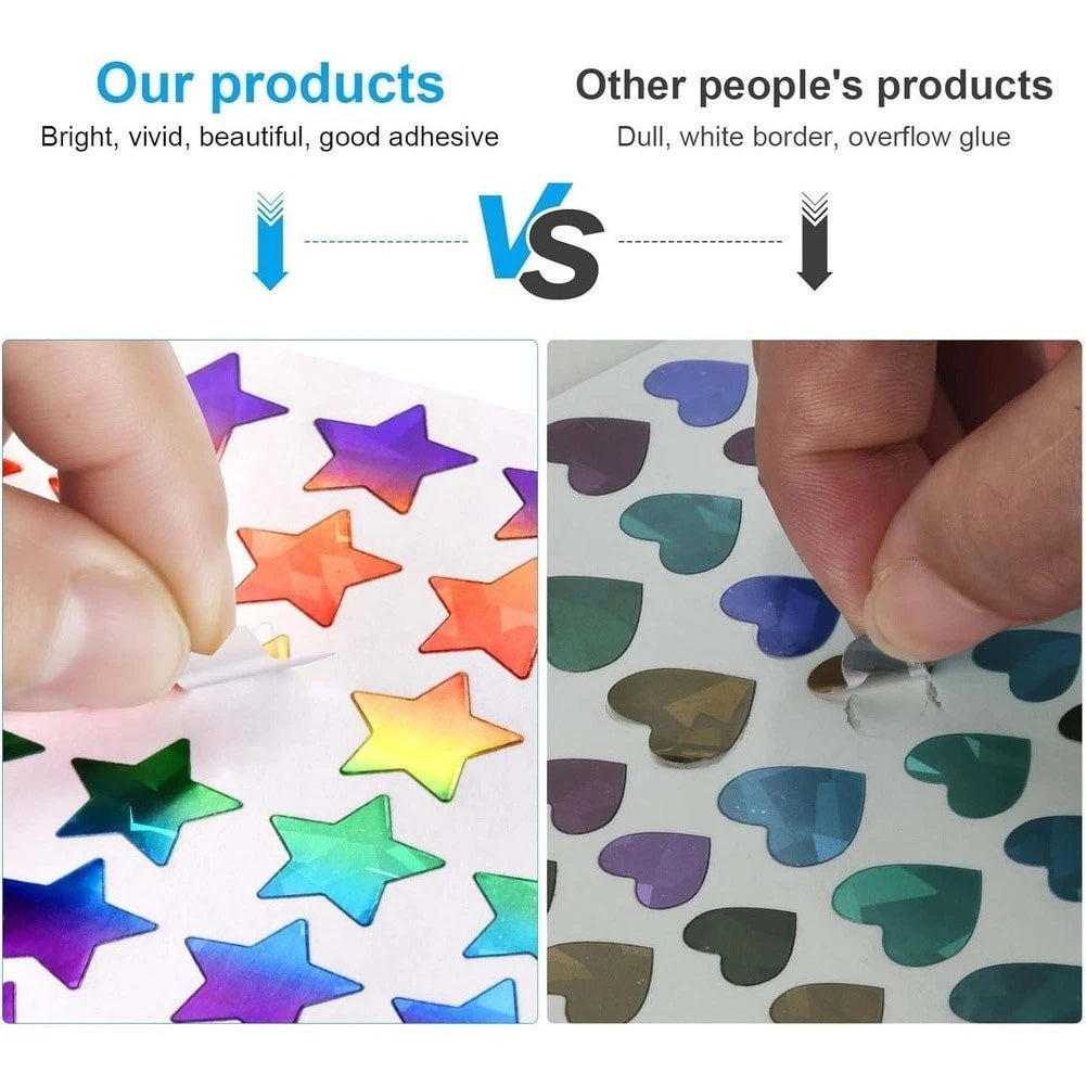 10 Sheets Multicolor Holographic Stickers for Reward Chart Usage