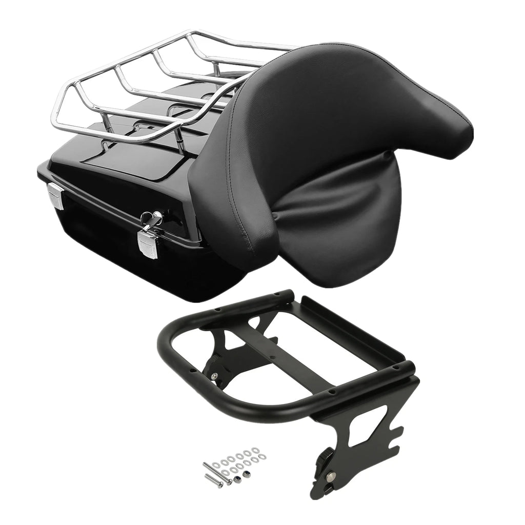 Chopped Trunk Backrest Pad Mount Rack for Harley Touring Road Glide (1997–2008)