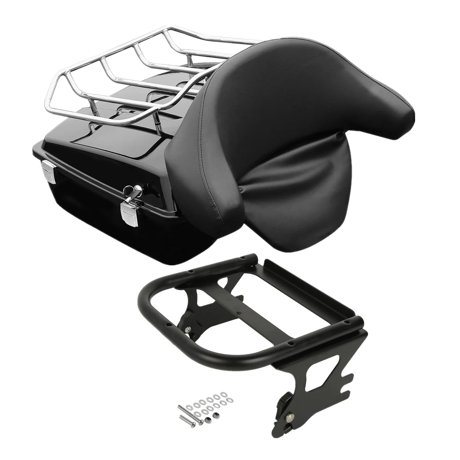 Chopped Trunk Backrest Pad Mount Rack for Harley Touring Road Glide (1997–2008)