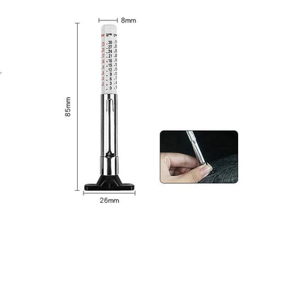 Dual Scale Metal Tire Depth Gauge 025mm 032nds for Checking Tread Depth