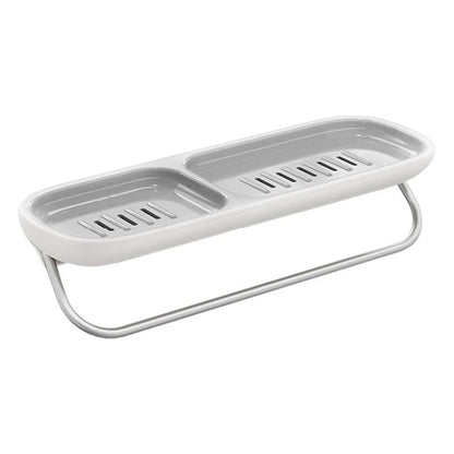 Two Layer Soap Dish with Towel Bar for Bathroom or Kitchen