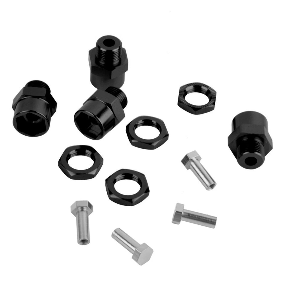 Set of 4 Wheel Hub Adapter Conversion for RC Car 1:10/1:8 (Red/Blue/Titanium/Black)