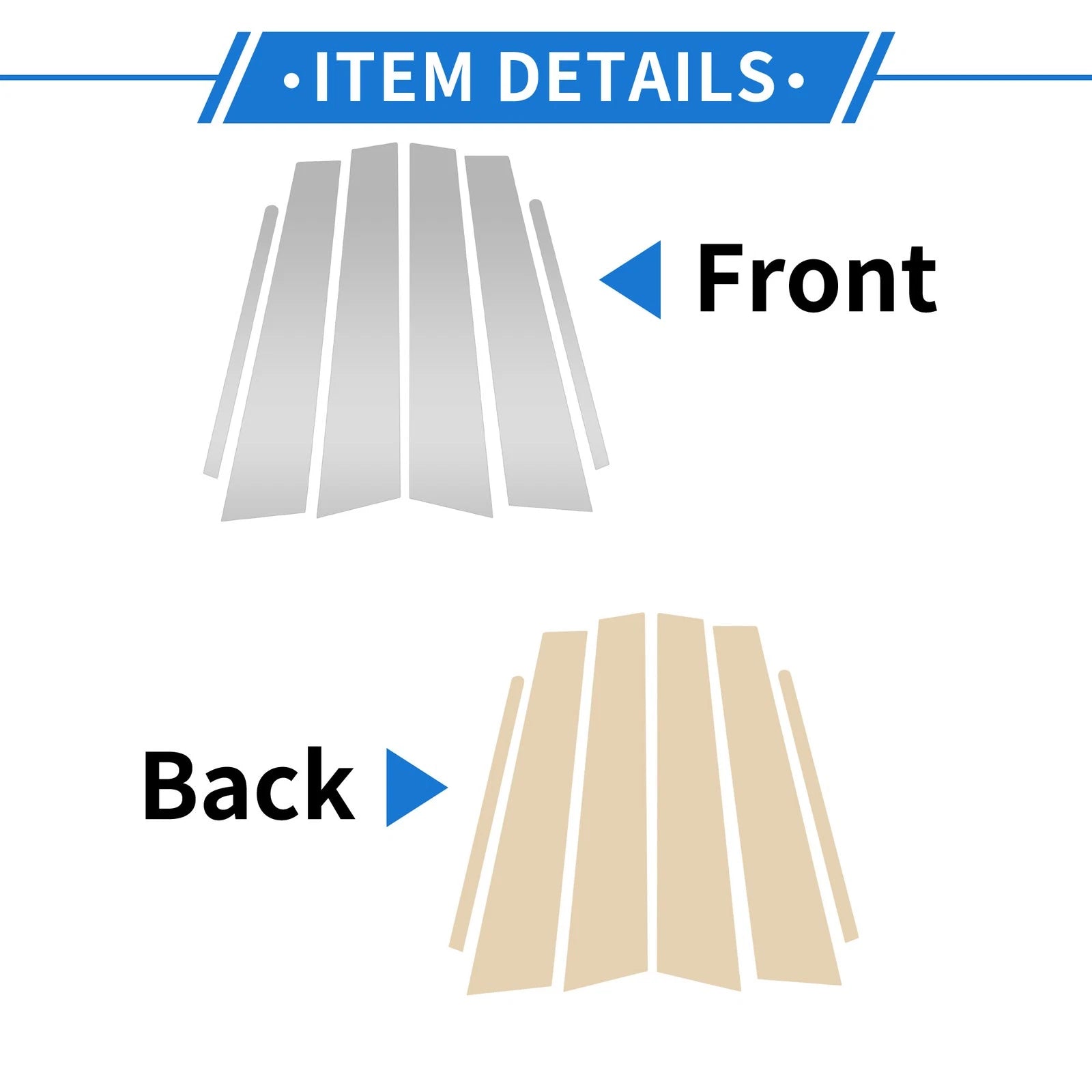 6 Pcs Door Pillar Window Trim Replacement for Hyundai Creta (2020–2023)