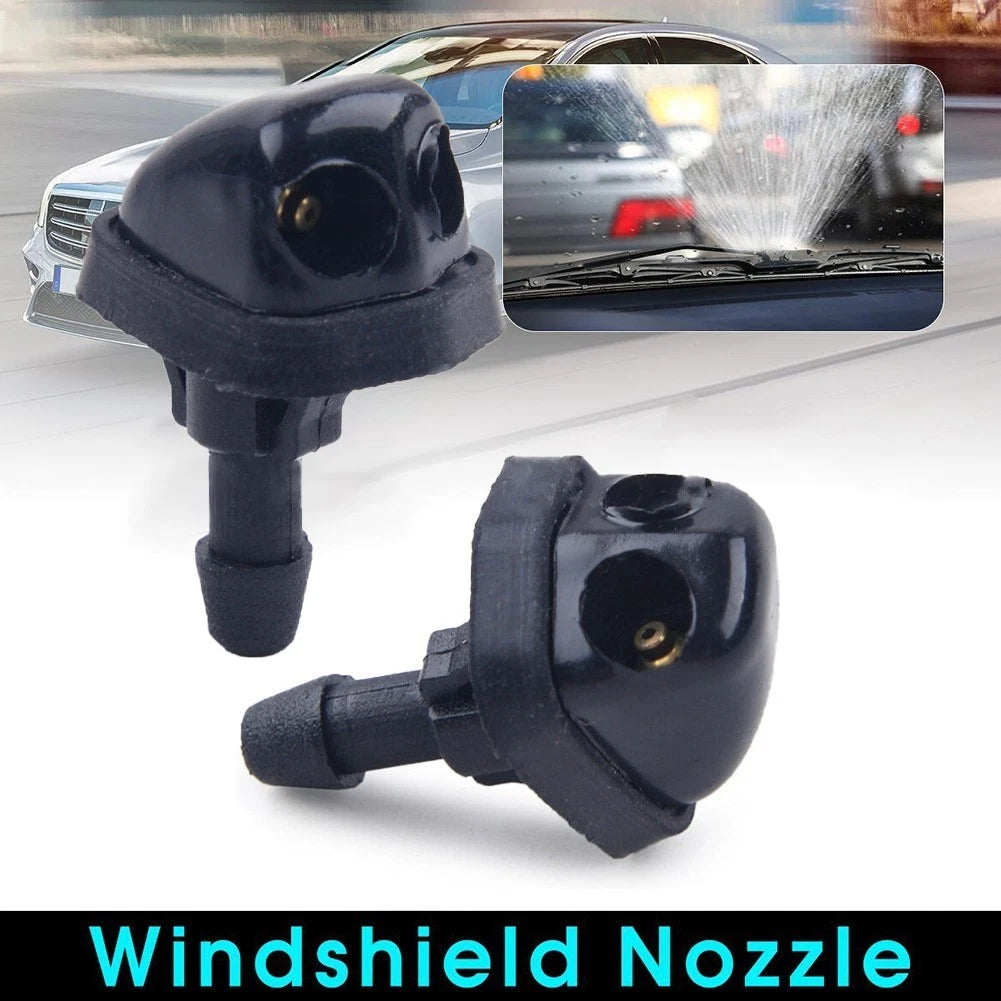 Water Jet Sprinkler Wiper Nozzle Windshield 2pcs Black Car Front for general
