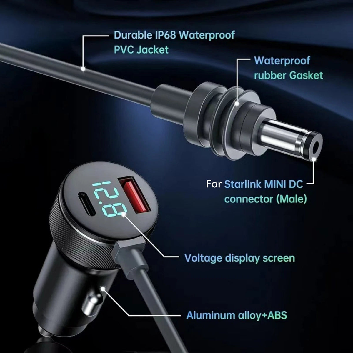 Starlink Mini Power Cable Cigarette Lighter Adapter (2023–2023)