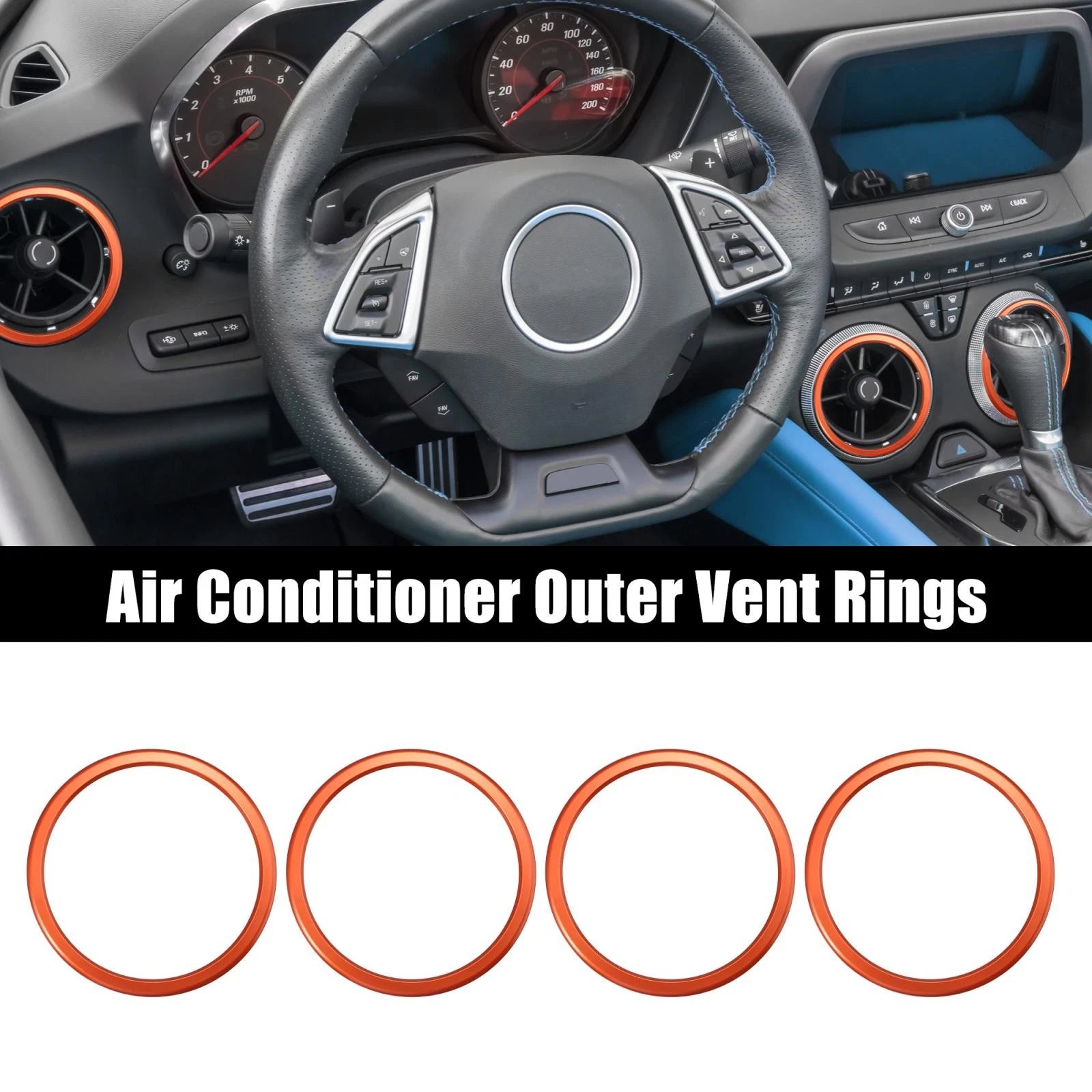 4 Pcs AC Outer Vent Ring Trim Covers Replacement for Chevrolet Camaro (2016–2020)