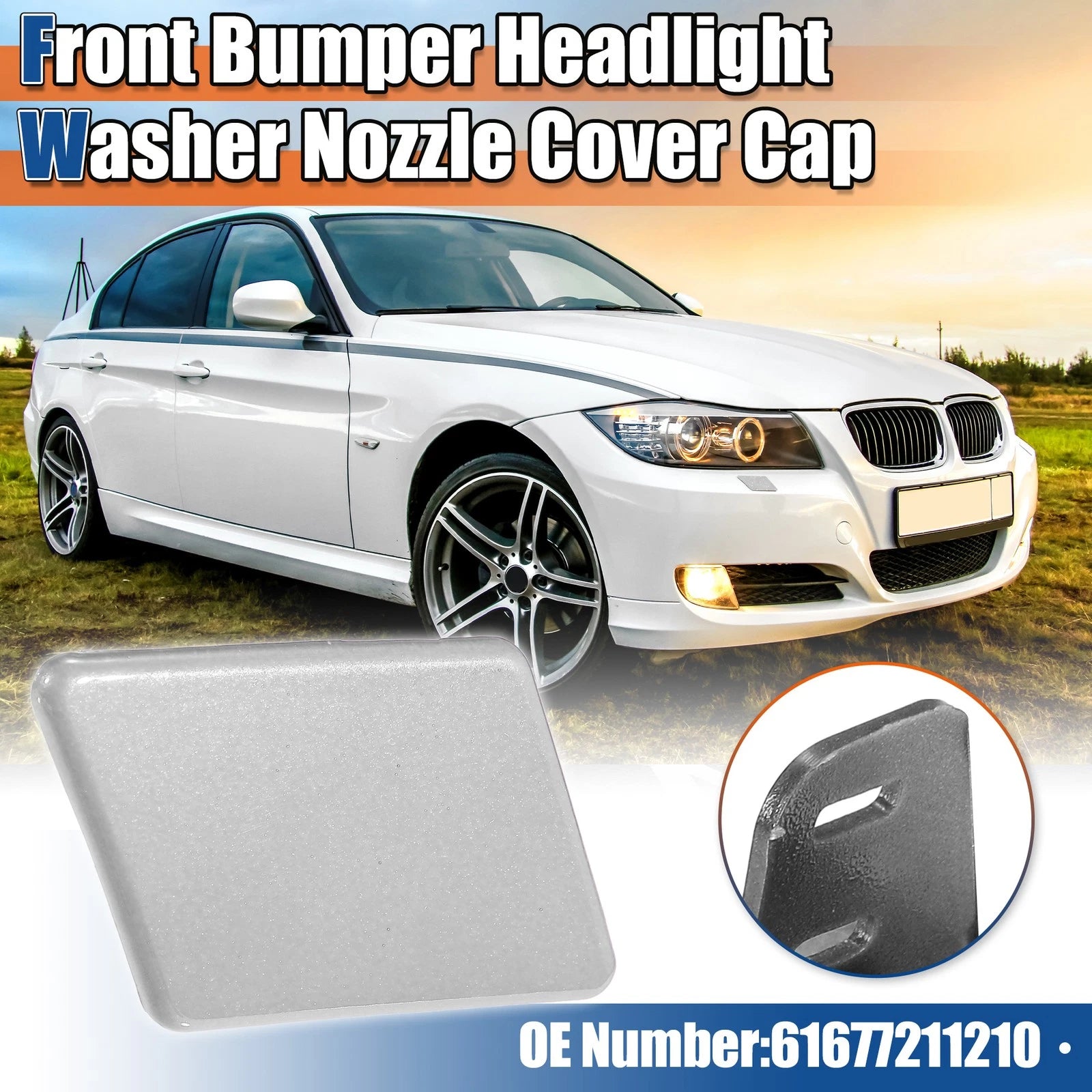 Right Front Bumper Washer Nozzle Cover Replacement for BMW 3 Series E90 (2005–2012)