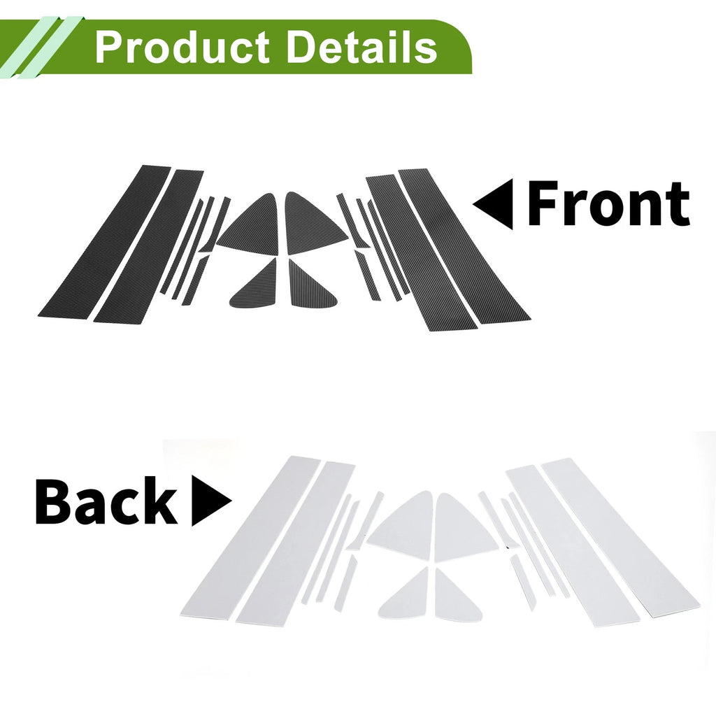 16 Pcs Pillar Window Trim Replacement for Chevy Cruze (2017–2021) Black