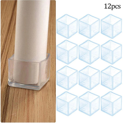Set of 12 Rubber Chair Leg Protectors for Multi Size Tables