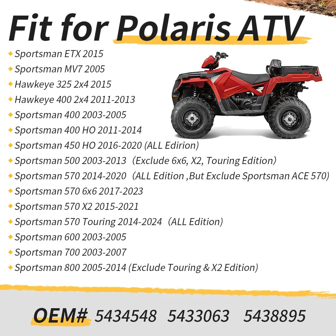 Rear Upper A Arm Bushing Kit for Polaris Sportsman 400 450 500 570 600 700 800 (2000–2023)