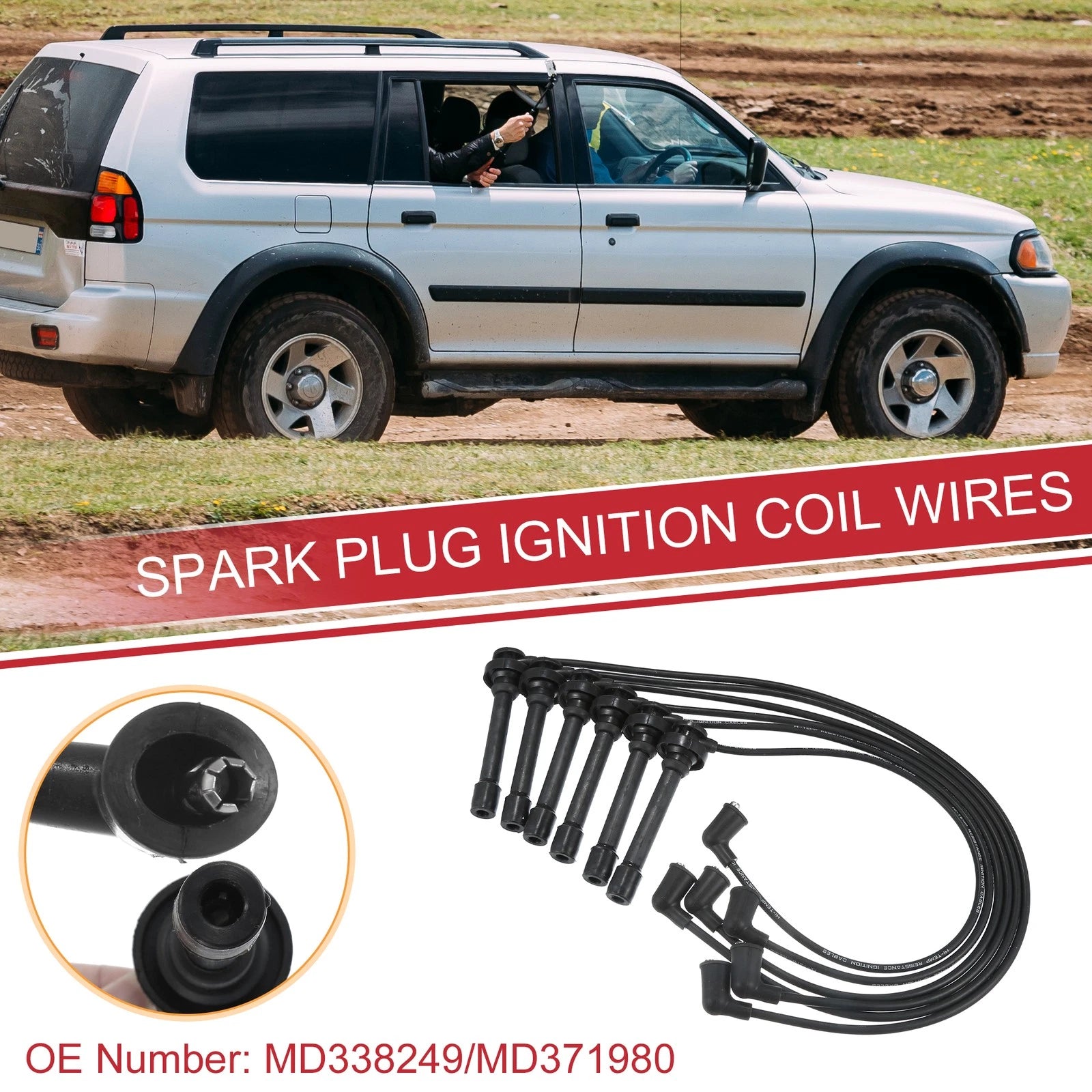 6-Pack Ignition Coil Spark Plug Wire Set for Mitsubishi Montero (1997–1999)