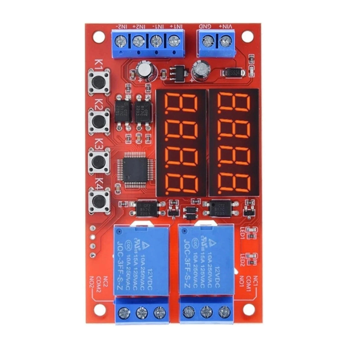Dual Channel 12V 10A Programmable Timer Relay Module 32 Mode Delay Controller