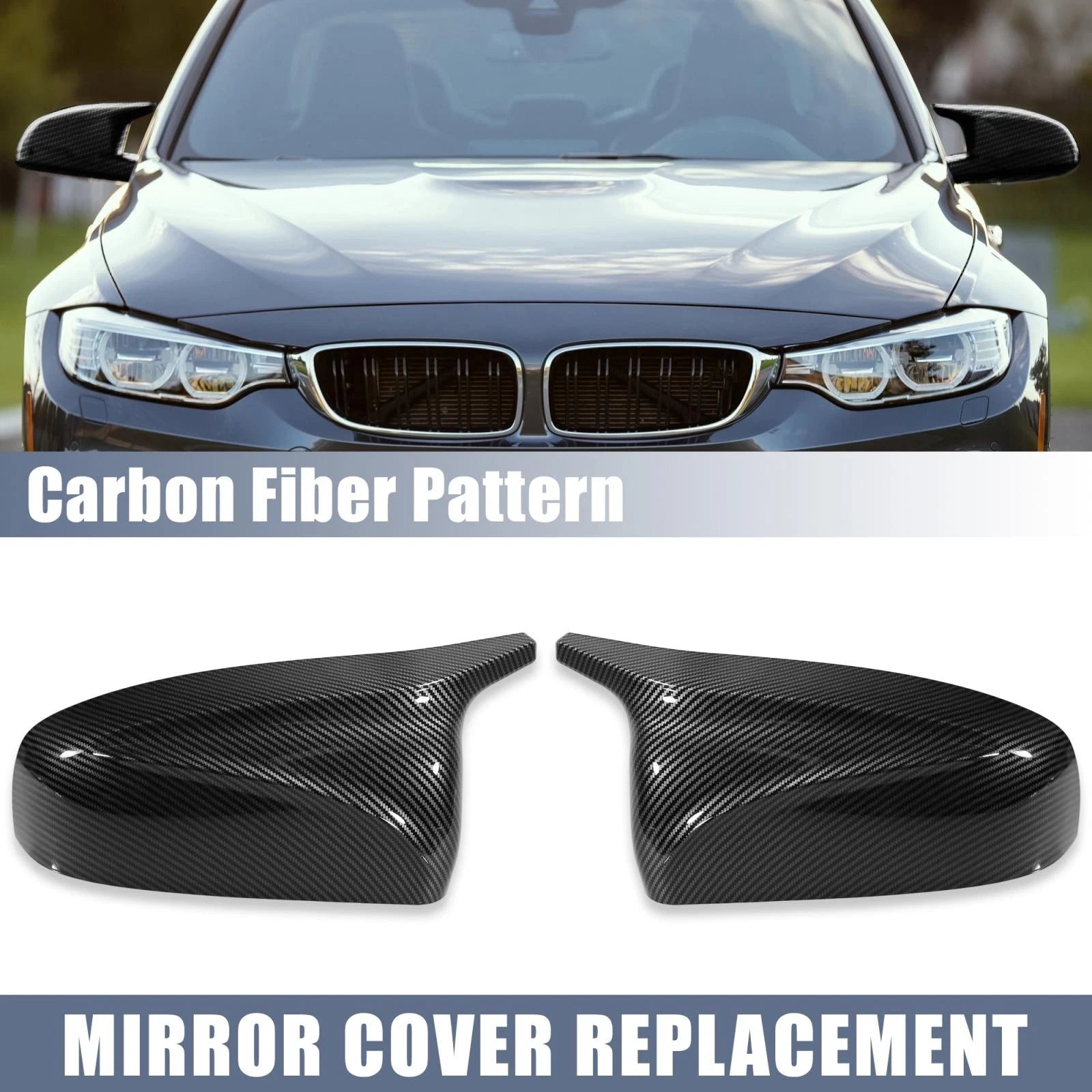 Rear View Mirror Covers Pair Carbon Fiber Pattern for BMW E70 E71 E72 (2006–2013)