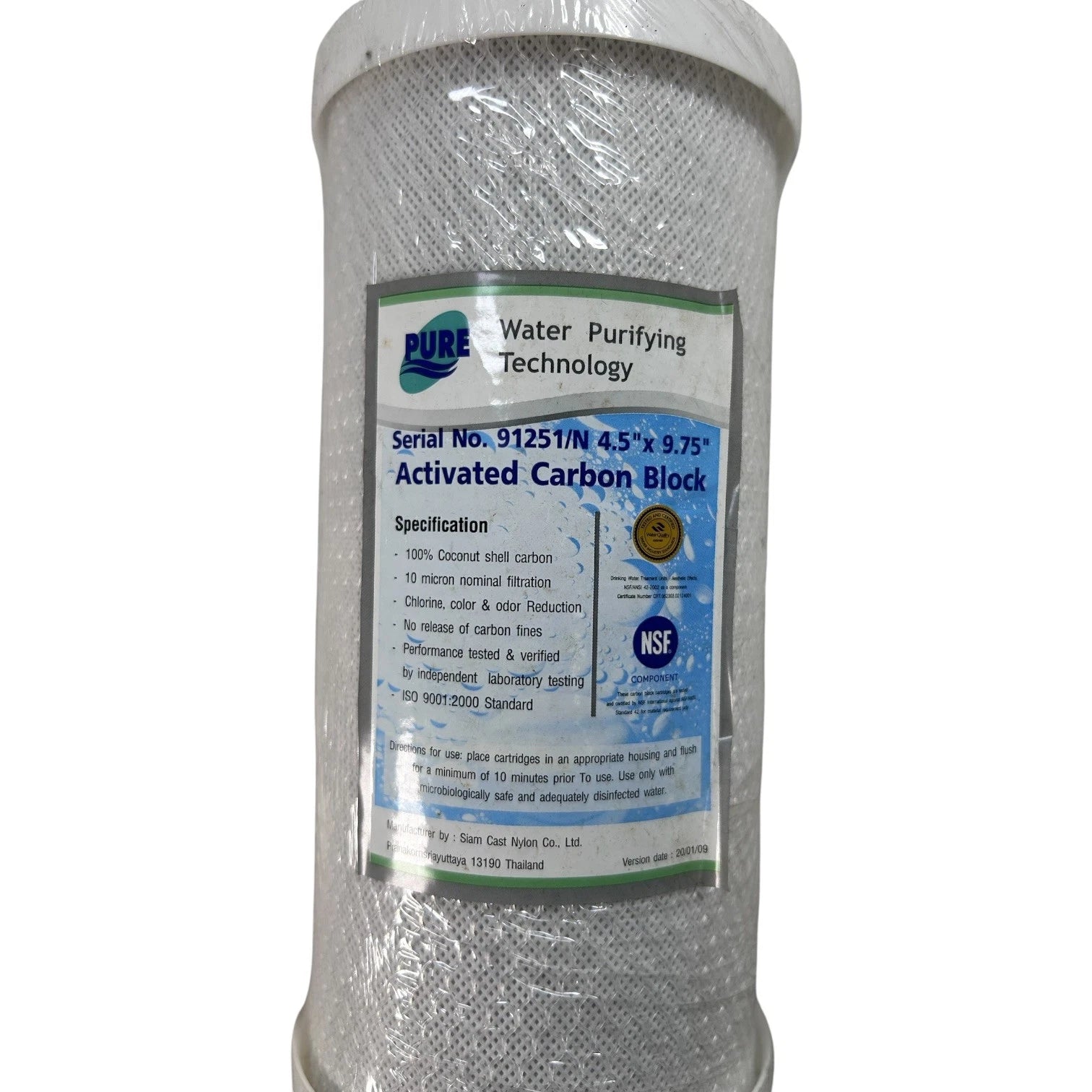 Activated Carbon Block Filter 10 Micron 4.5'' x 9.75'' (Universal)