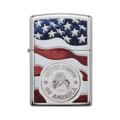 Zippo 29395 Windproof Lighter for American Flag (High Polish Chrome)