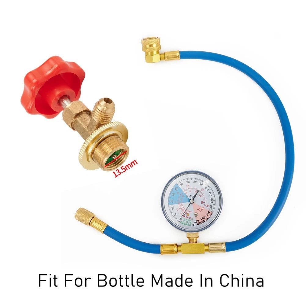 Practical R134A AC Car Air Conditioning Measuring Hose Gauge with Knob Handle