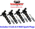 Set of 4 Ignition Coils & NGK Spark Plugs for Yamaha Wave Runner VX (2001–2023)