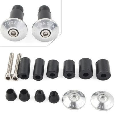Motorcycle 7/8'' Handle Bar End Cap Handlebar Grips Cap Plugs Dirt Bike Silver
