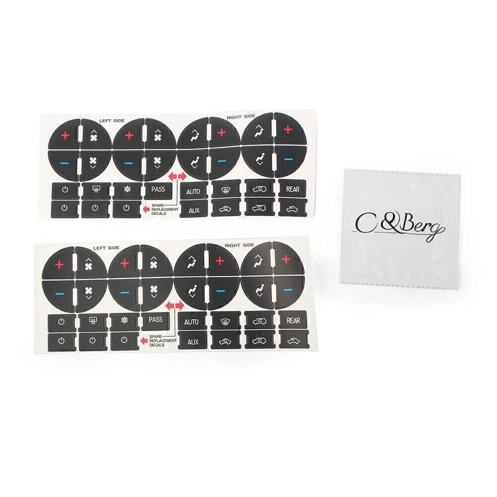 AC Dash Button Repair Kit Decal Stickers for Chevy GMC (2007–2013)