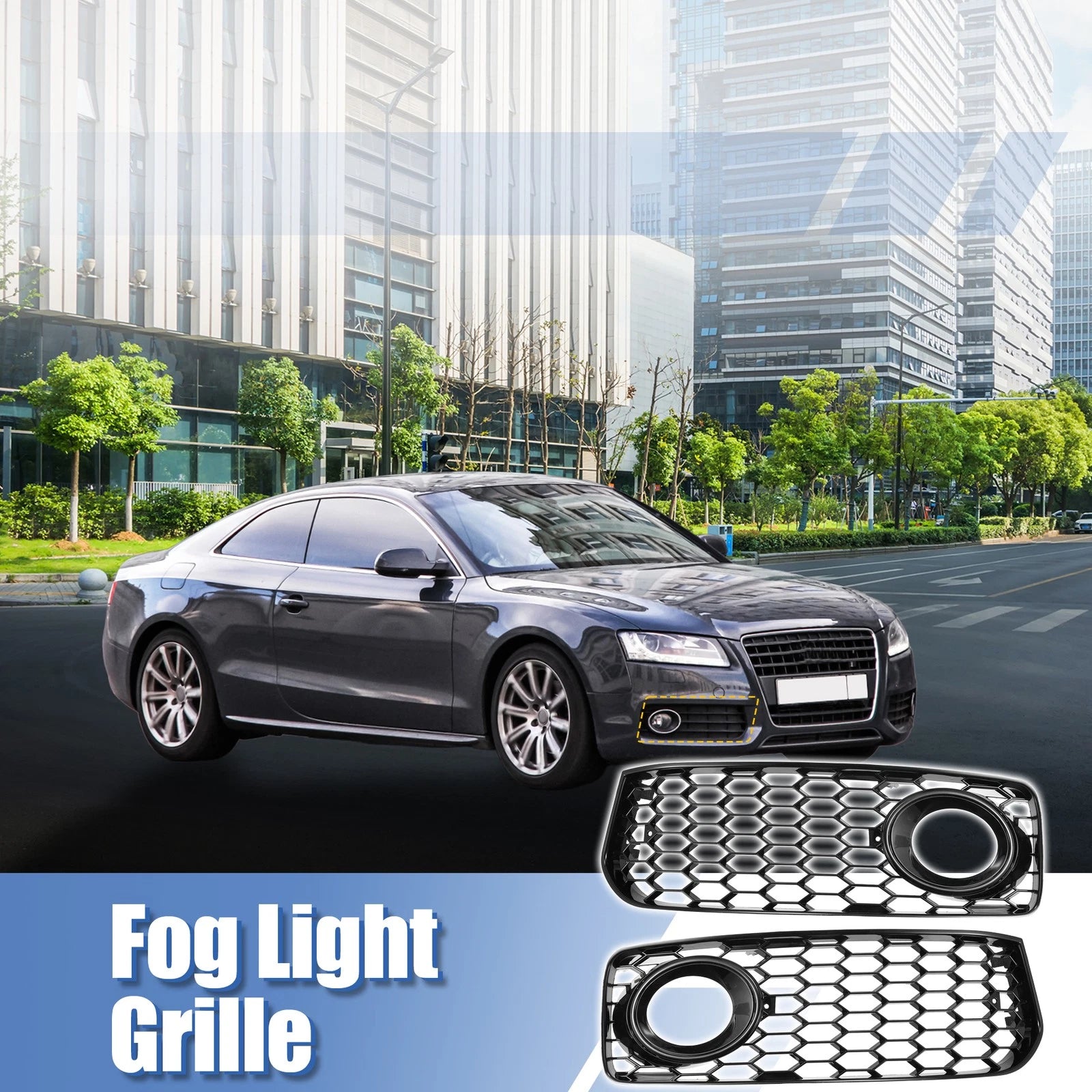 Front Fog Light Mesh Grill Cover for Audi A5 S-Line (2008–2012)