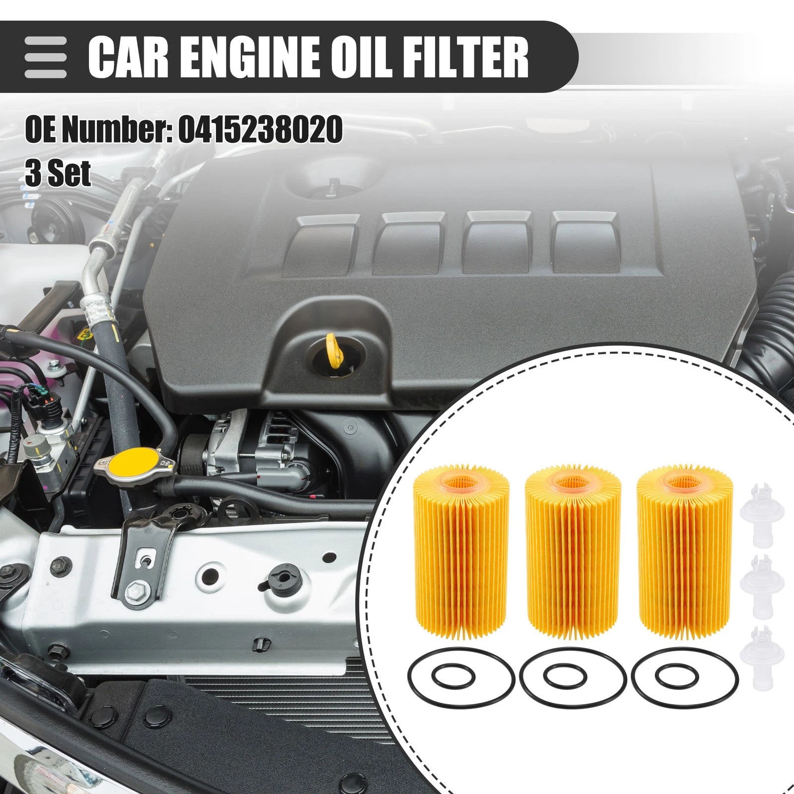 Engine Oil Filter 3 Pack Replacement for Toyota Land Cruiser 2008–2021