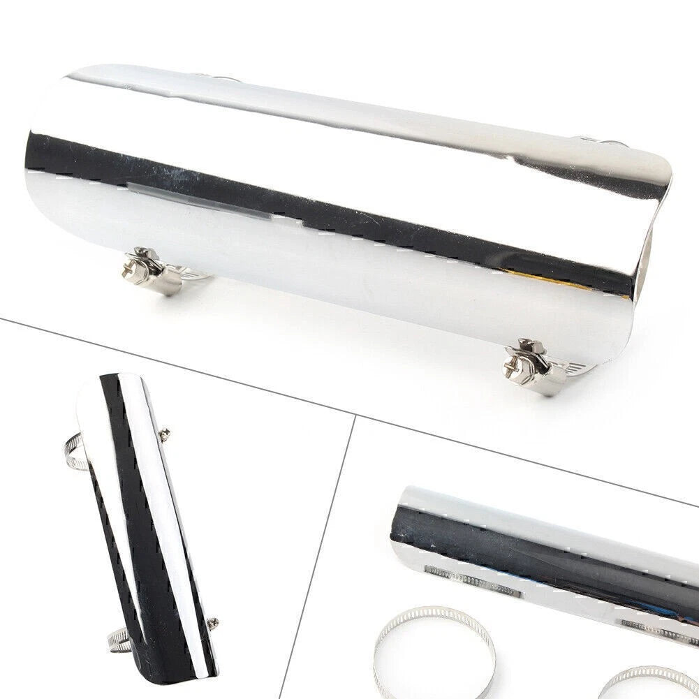 Chrome Motorcycle Exhaust Muffler Pipe Heat Shield Cover Protector For Harley