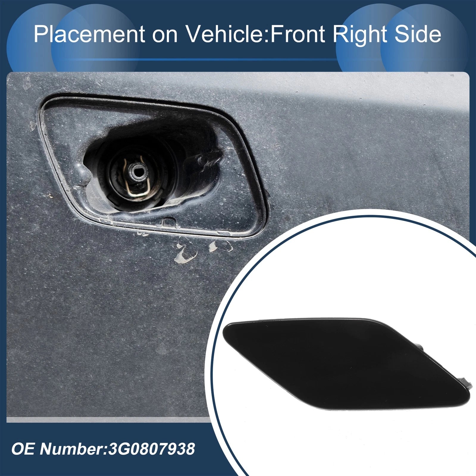 Front Right Washer Nozzle Cover Cap for Volkswagen Passat B8 3G (2015–2022)