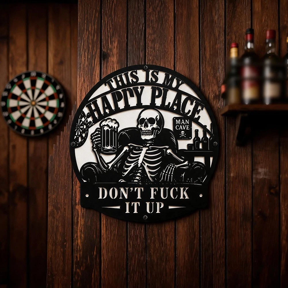 Distressed Finish Metal Sign for Game Rooms (No Year Range)