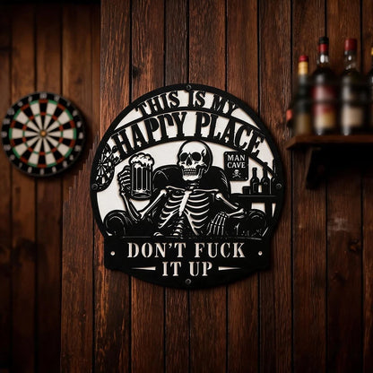 Distressed Finish Metal Sign for Game Rooms (No Year Range)