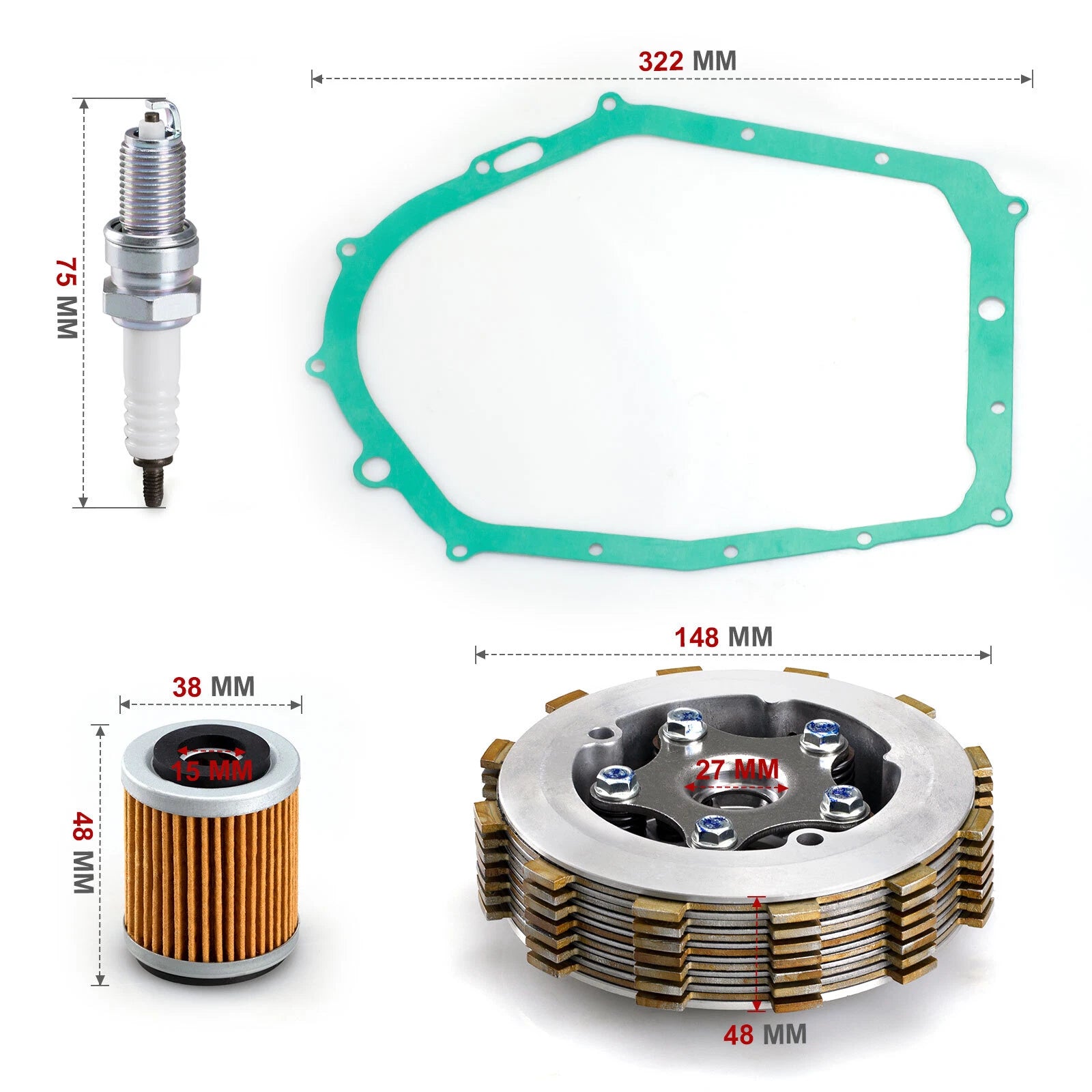 Clutch Assembly Kit with Gasket for Yamaha YFM350 Warrior 350 (1987–2004)