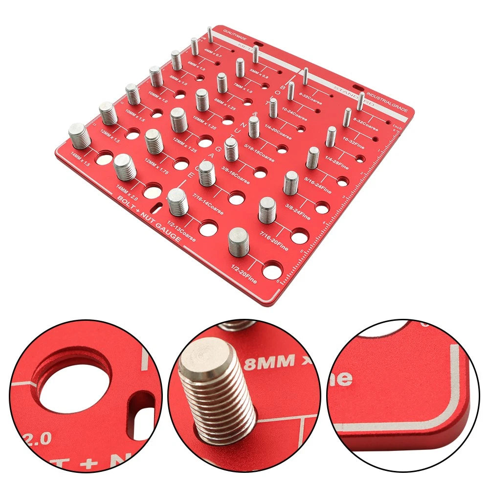 28 Thread Identifier Nut and Bolt Checker (14 Metric & 14 Standard)