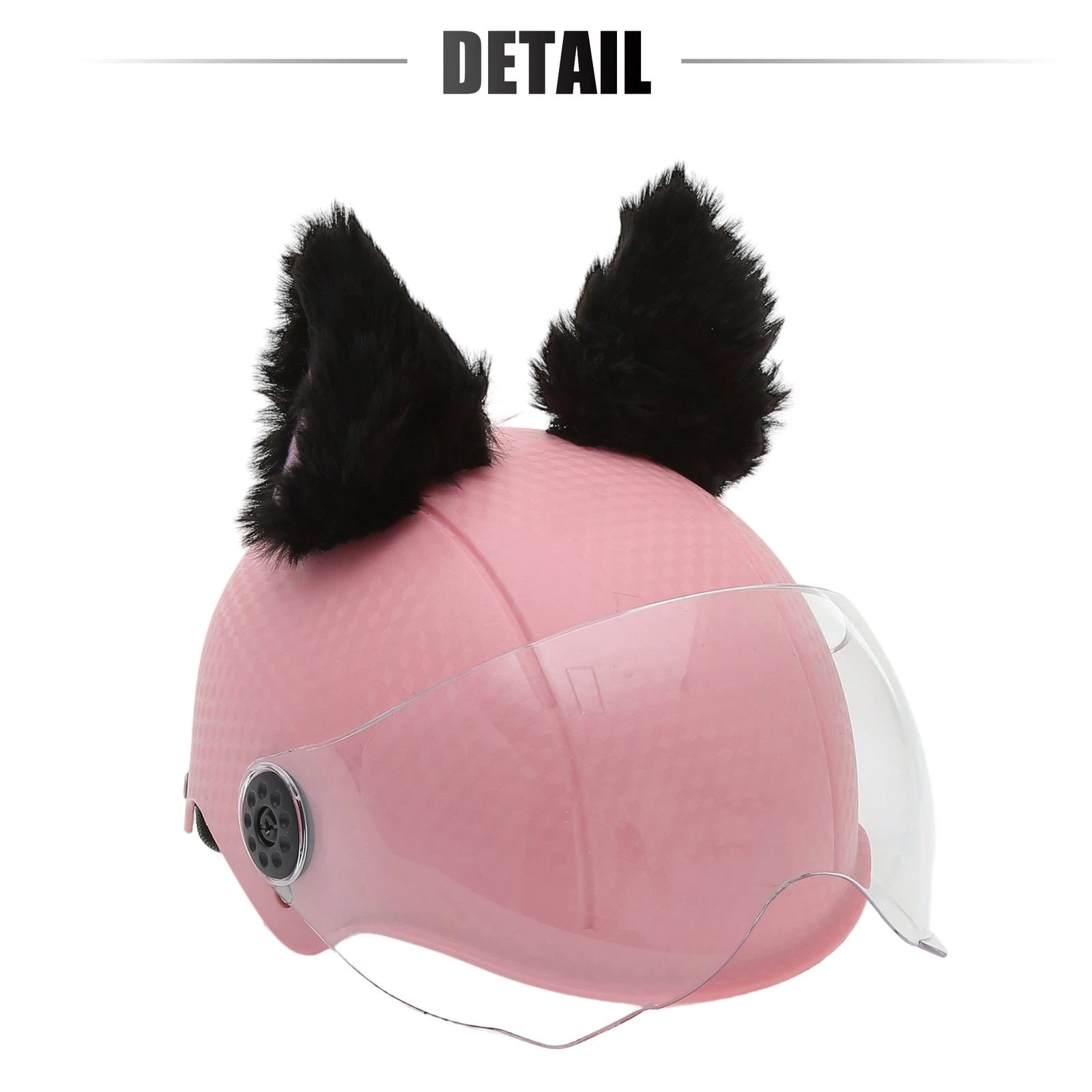 Helmet Cat Ear Plush Pair for Black Pink Bicycle Motorcycle Decor (Universal)