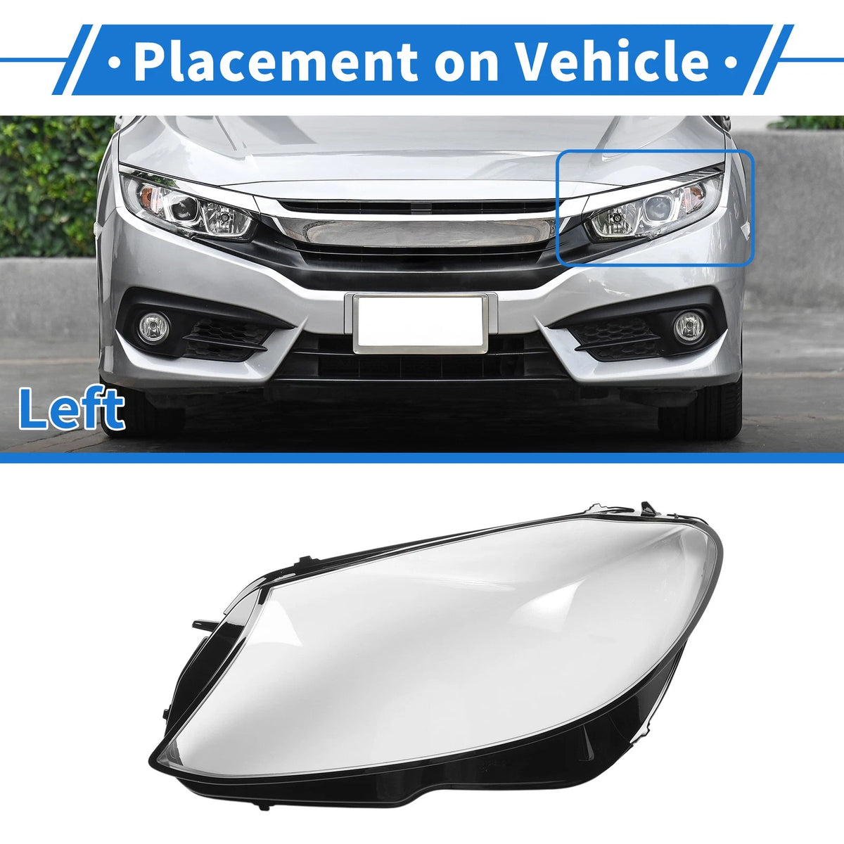 Front Left Headlight Lens Cover for Mercedes-Benz C-Class (2018–2020)
