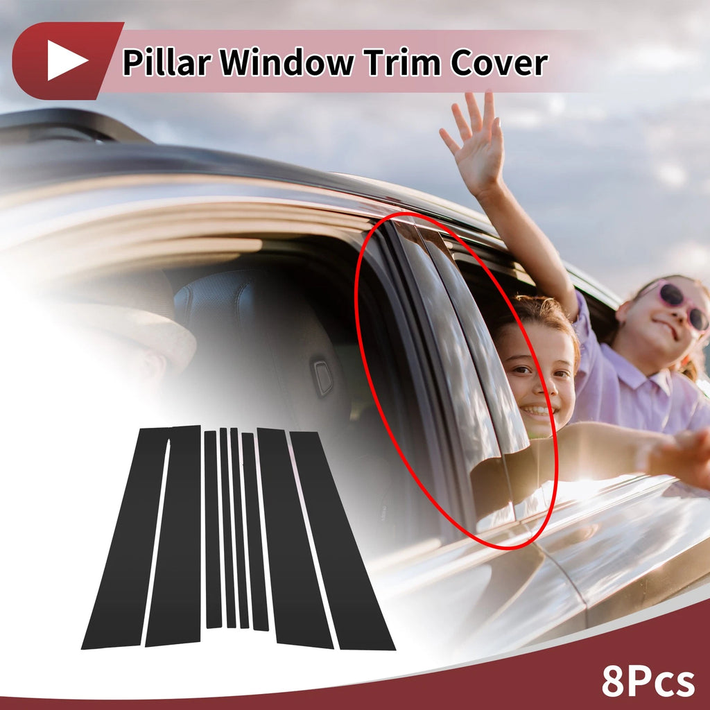 Window Trim Door Pillar Front Rear Left Right for Lexus LX570 (2007–2013) Black 8Pcs