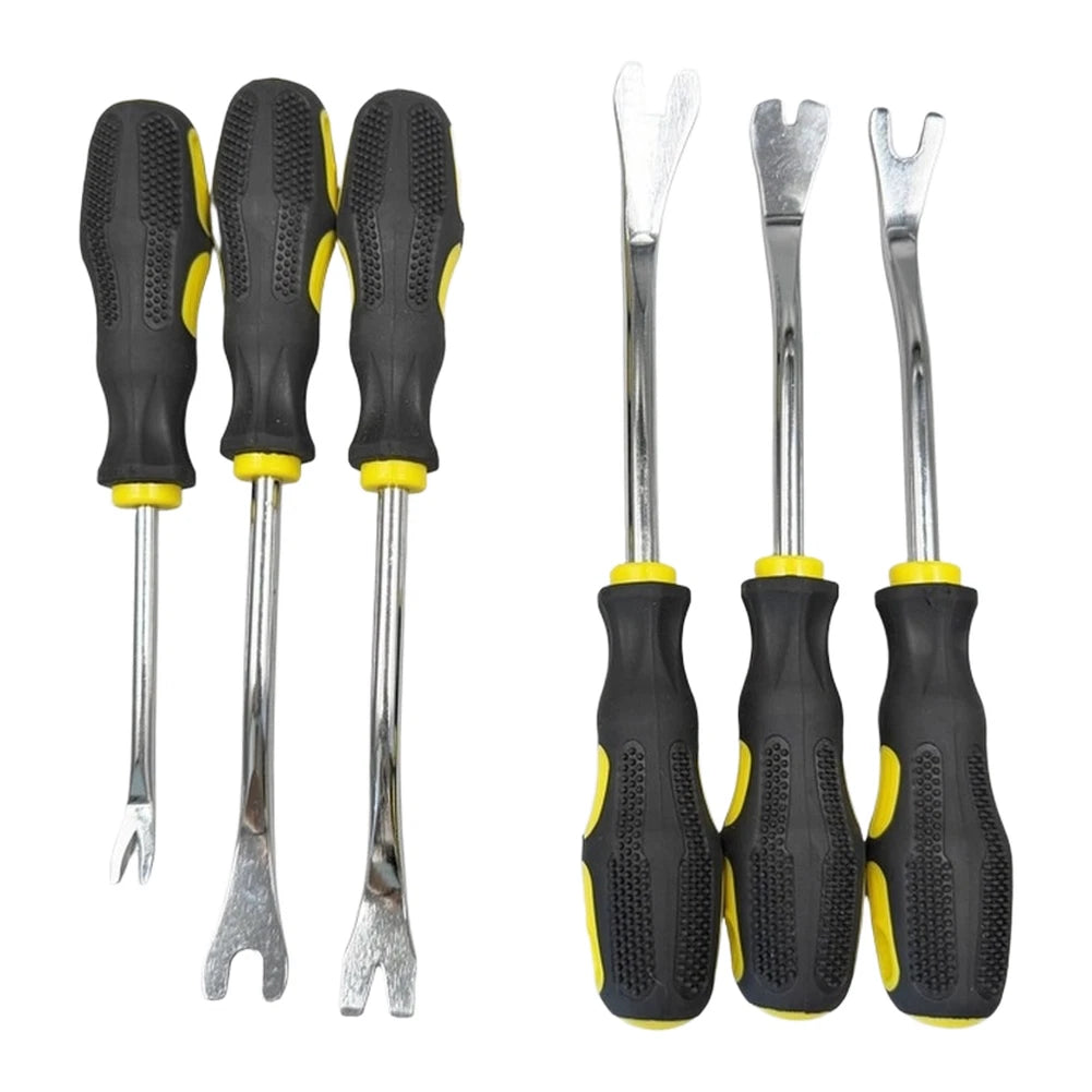 6 Piece Auto Panel Clip Remover V Shape U Shape with Ergonomic TPR Grip Handle