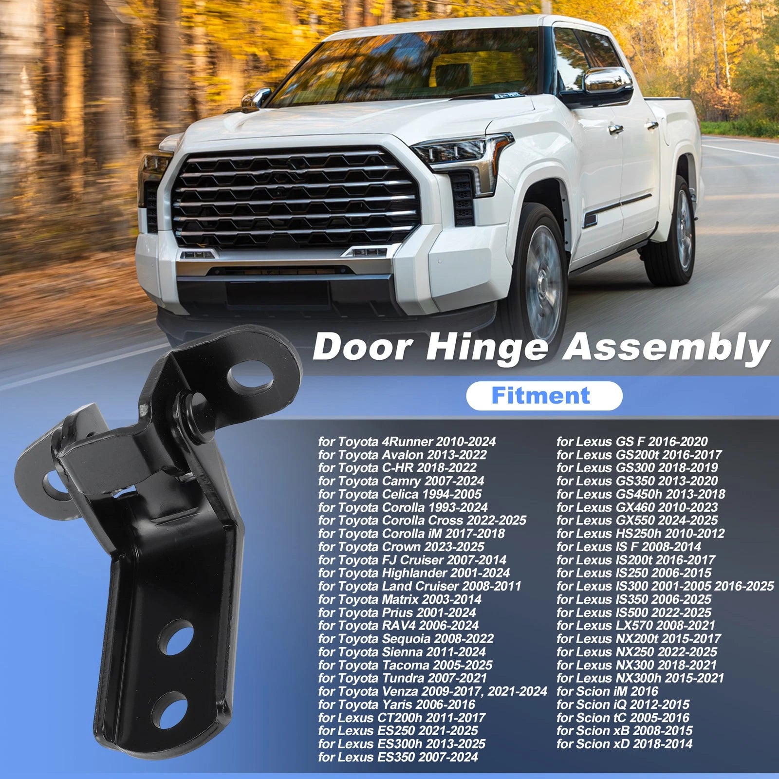 Upper Door Hinge Assembly Replacement for Toyota 4Runner Camry Tacoma (2003–2023)