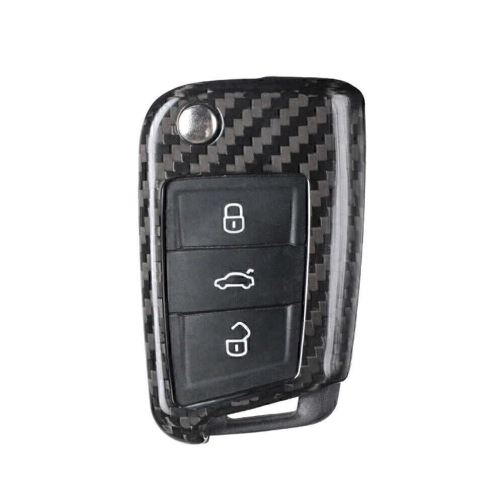 Remote Key Fob Shell Cover for VW Golf Jetta (2015–Present) Carbon Fiber Black
