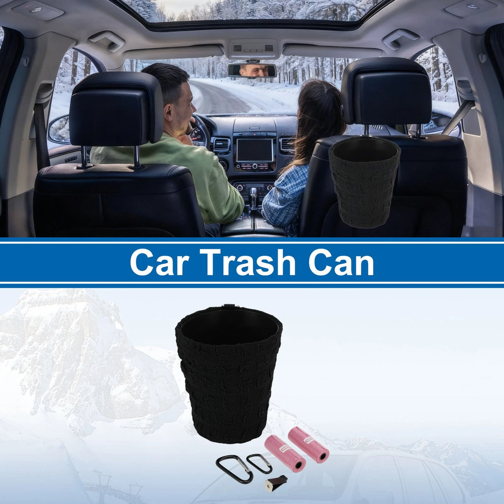 Oval Fabric Garbage Bag for Universal Car (1 Pc) - Black
