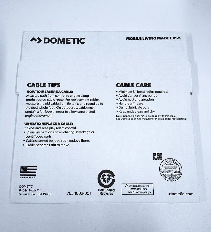 Control Cable Assembly 20ft for Dometic CC20520, 479
