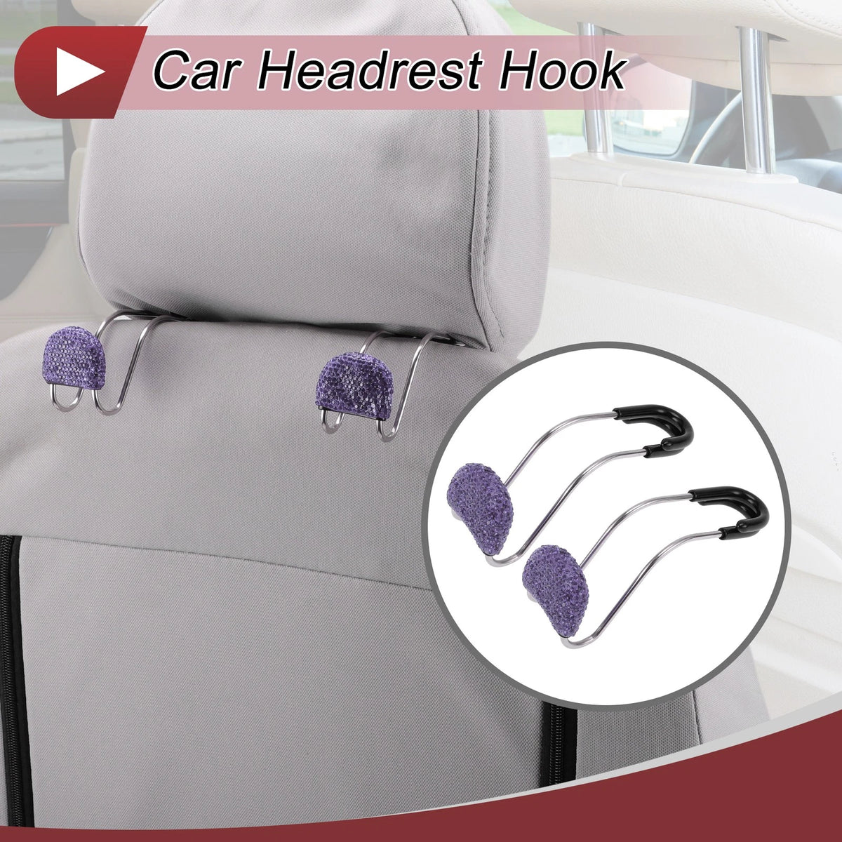 2 Pcs Universal Car Seat Headrest Hook for Purses and Bags (4.69"x1.57")