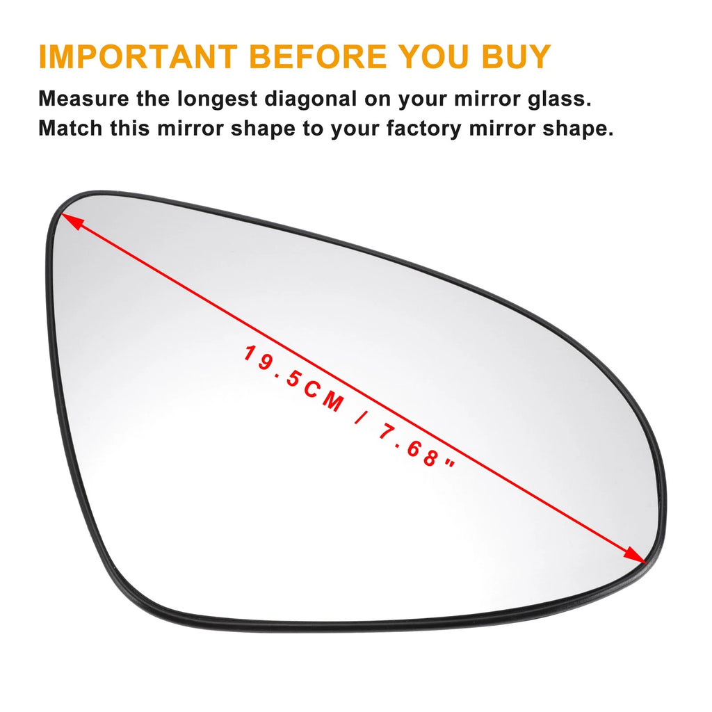 Right Side Mirror Glass with Back Heated for Peugeot 108 (2014–2020)