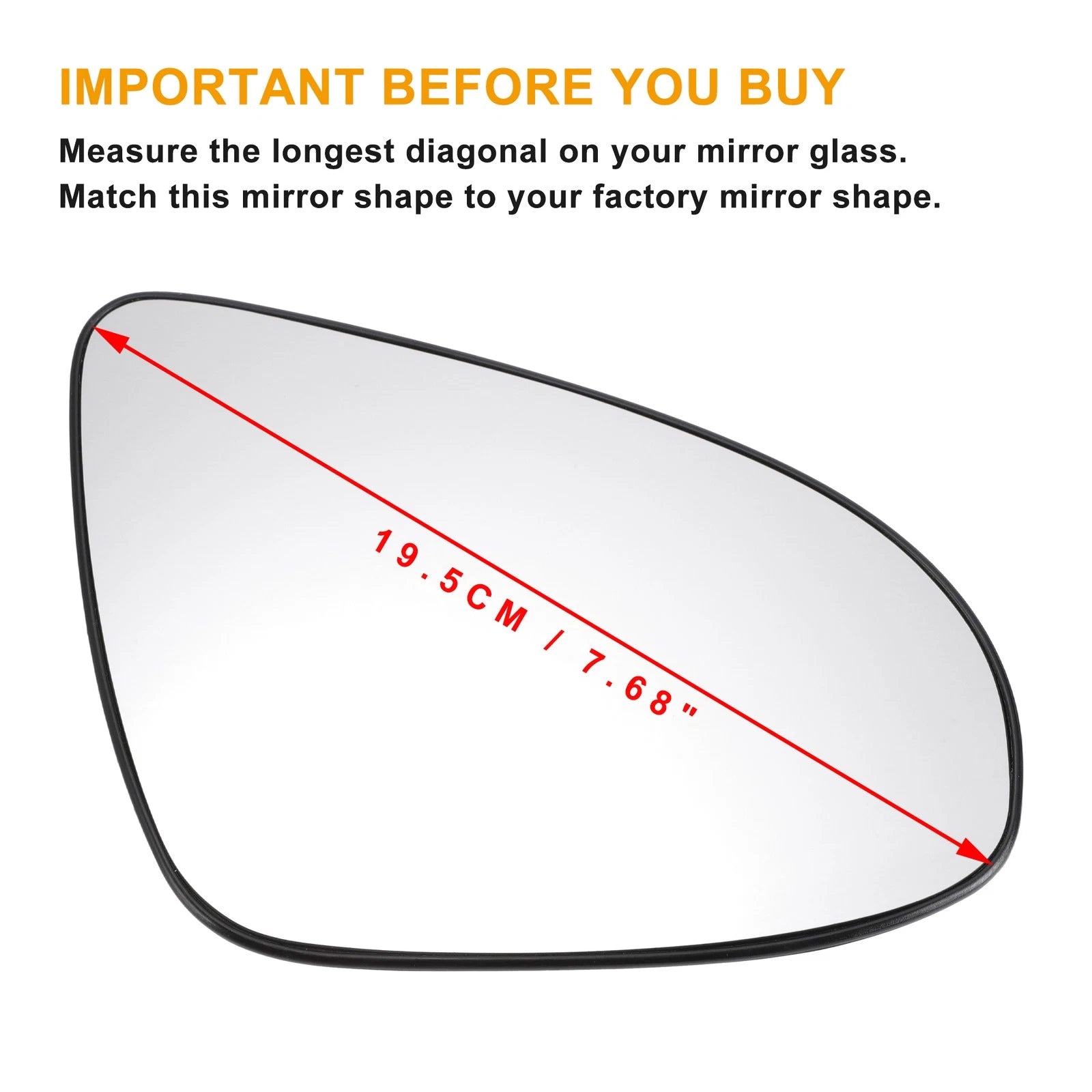 Right Side Mirror Glass with Back Heated for Peugeot 108 (2014–2020)