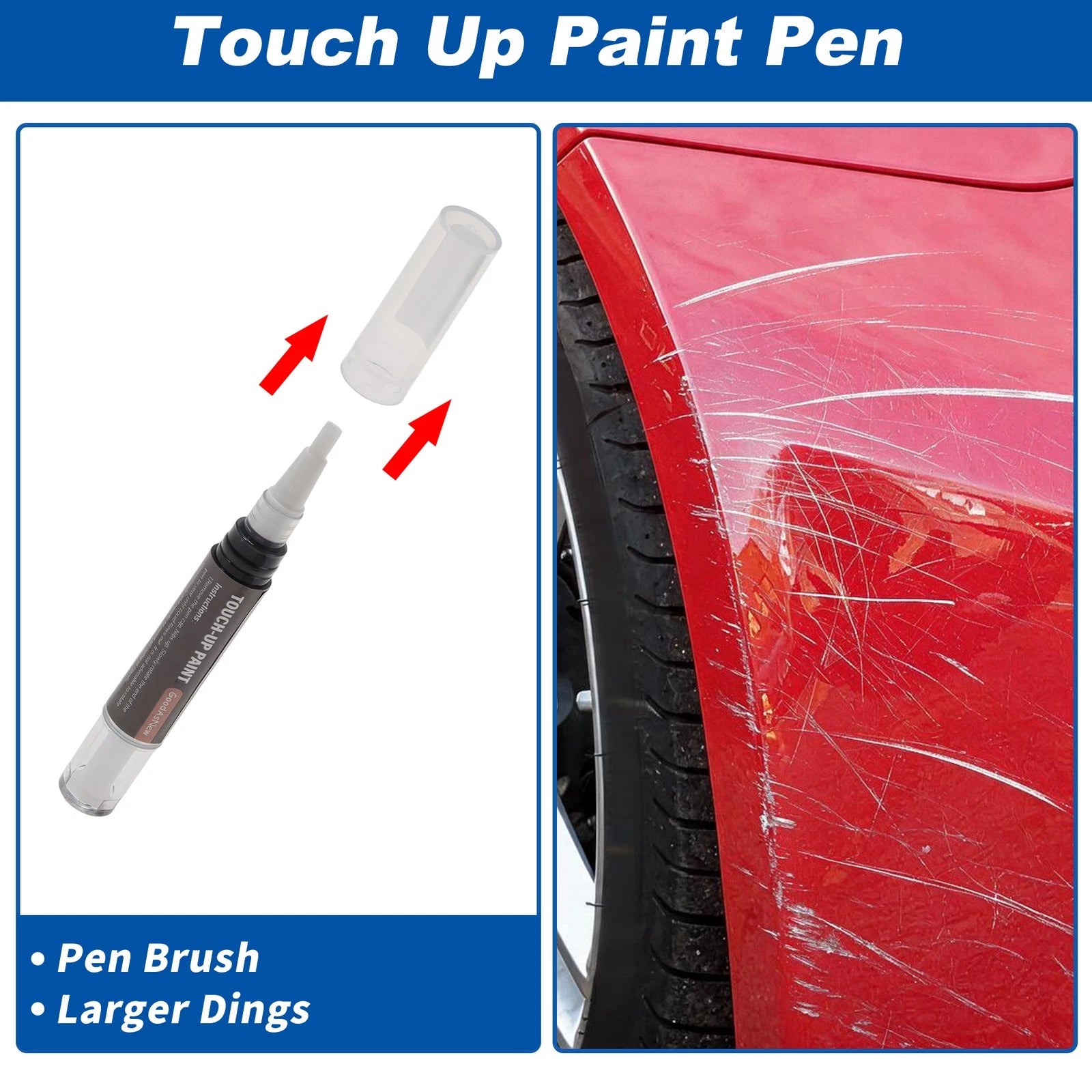 Touch Up Paint Pen Set for Dull Black Seat Steering Console (3+3 ml)
