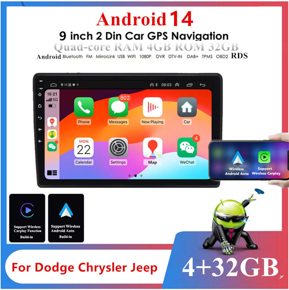 9'' Car Head Unit for Dodge Chrysler 300 Jeep (2005–2010)