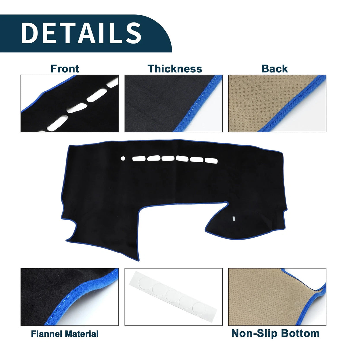 Dashboard Cover Mat for Mazda Premacy (2007–2016) Black Blue